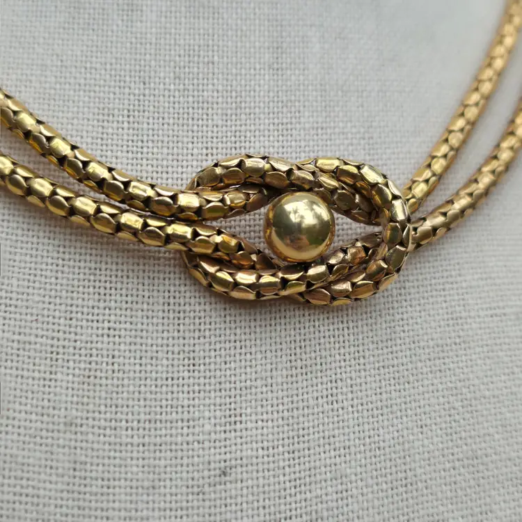 Vintage Bigney 120/12K GF Gold Filled Round Mesh Chain Knotted Necklace