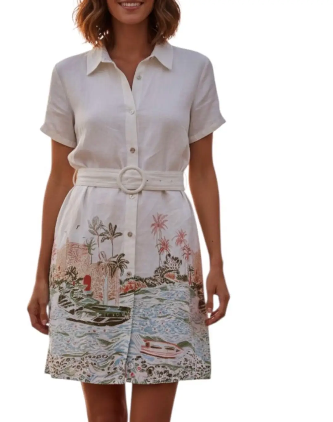 Cynthia Rowley 100% linen button up dress