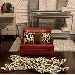 Leopard Print Rug & 3 Pillows