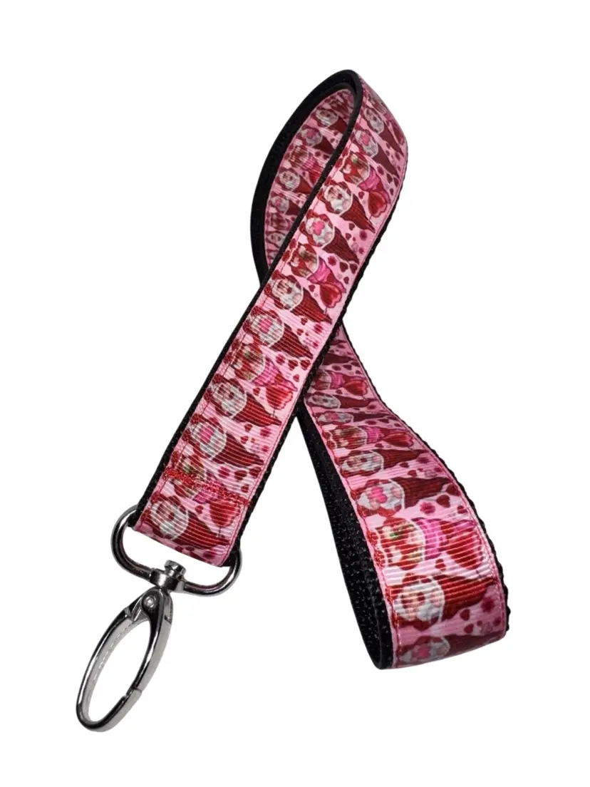Keychain Lanyard Key Holder Gnomes Valentine’s Day NEW Handmade 19.5”