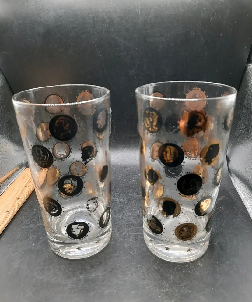 Vintage Mid Century Presidential Glasses Set of 2 - MCM Cocktail Glass by Libbey.