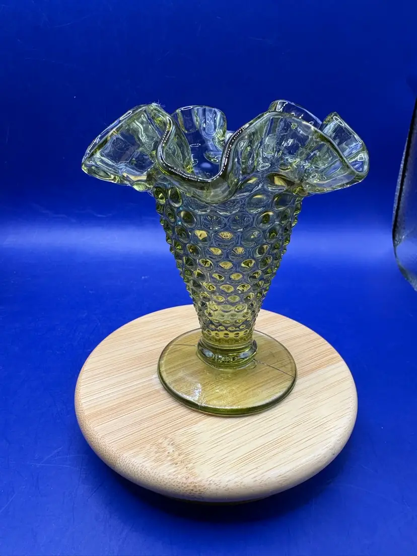 Fenton Green Hobnail Vase