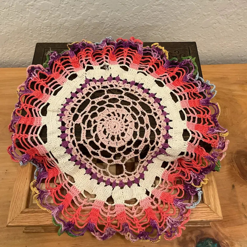 Multicolor Crocheted Doily
