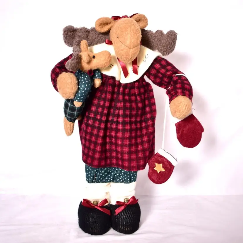 Christmas Moose With  Baby Table Decoration Plush