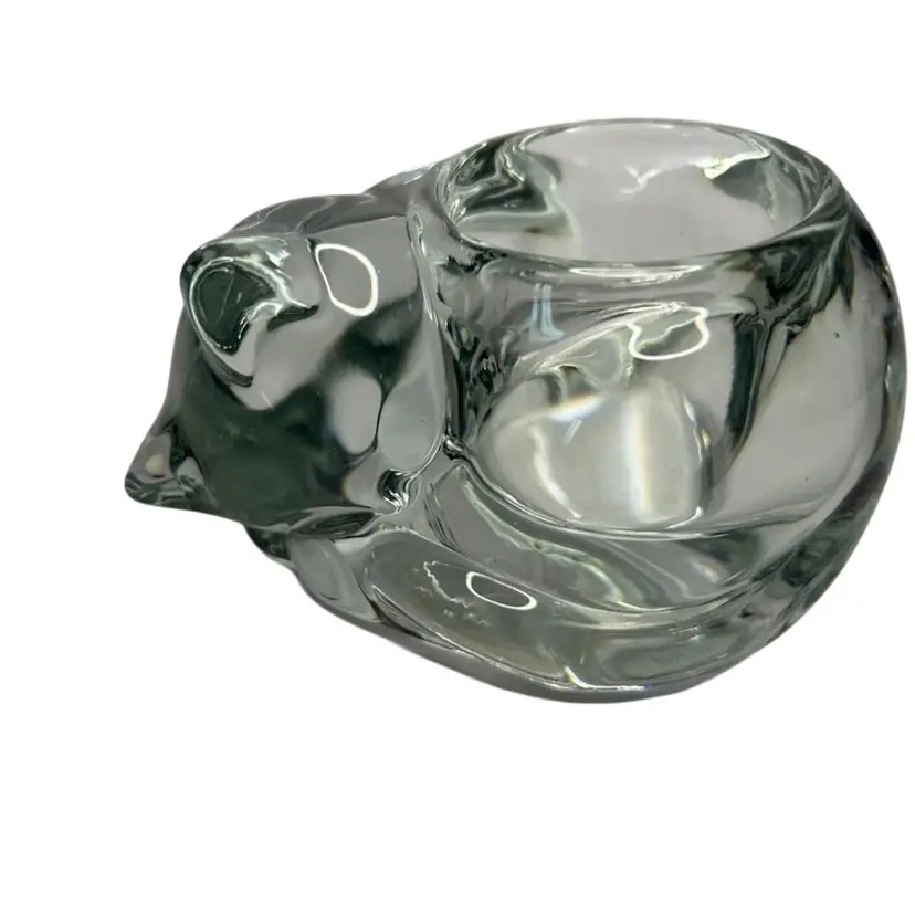 Indiana Glass Sleeping Cat Votive Holder @ 4 1/2x2 1/2