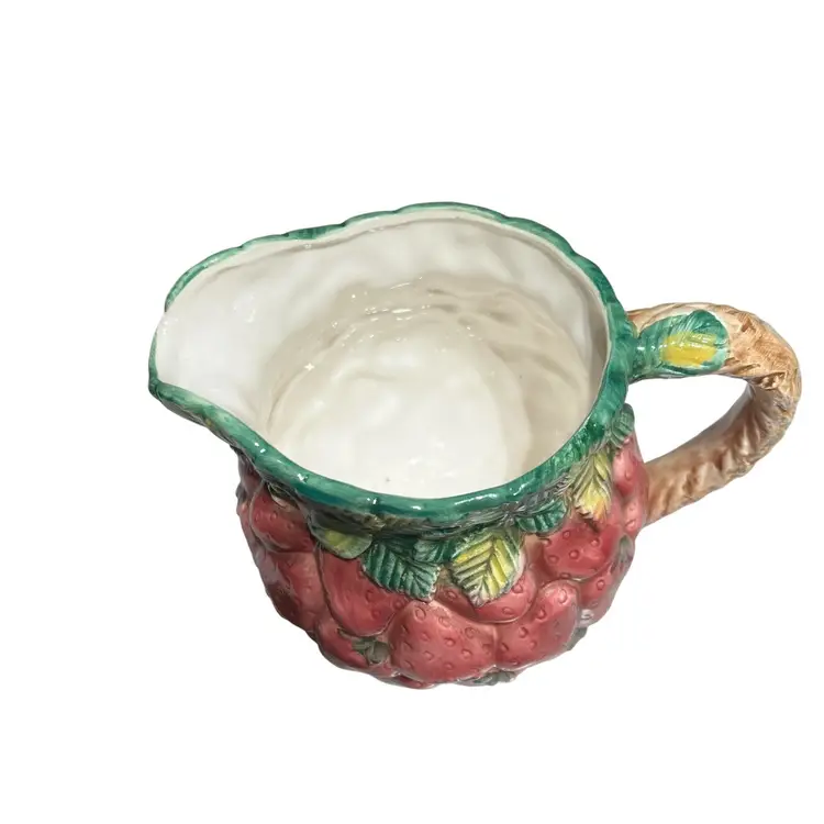 008 Vintage Ceramic Takahashi 6" X 8" Strawberry Water Pitcher