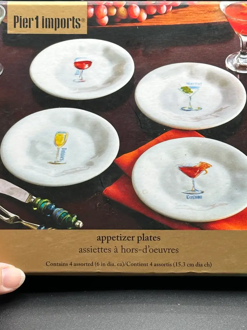 Vintage Pier 1 Imports Set of 4 Appetizer Plates with Original Box 6in Across