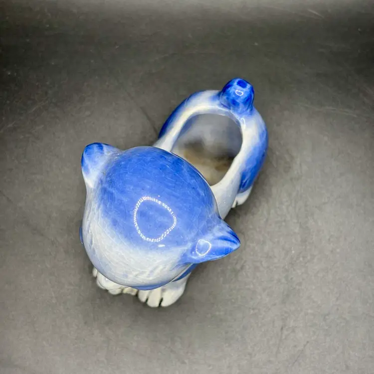 Vintage Blue Puppy Dog Small Planter 4”