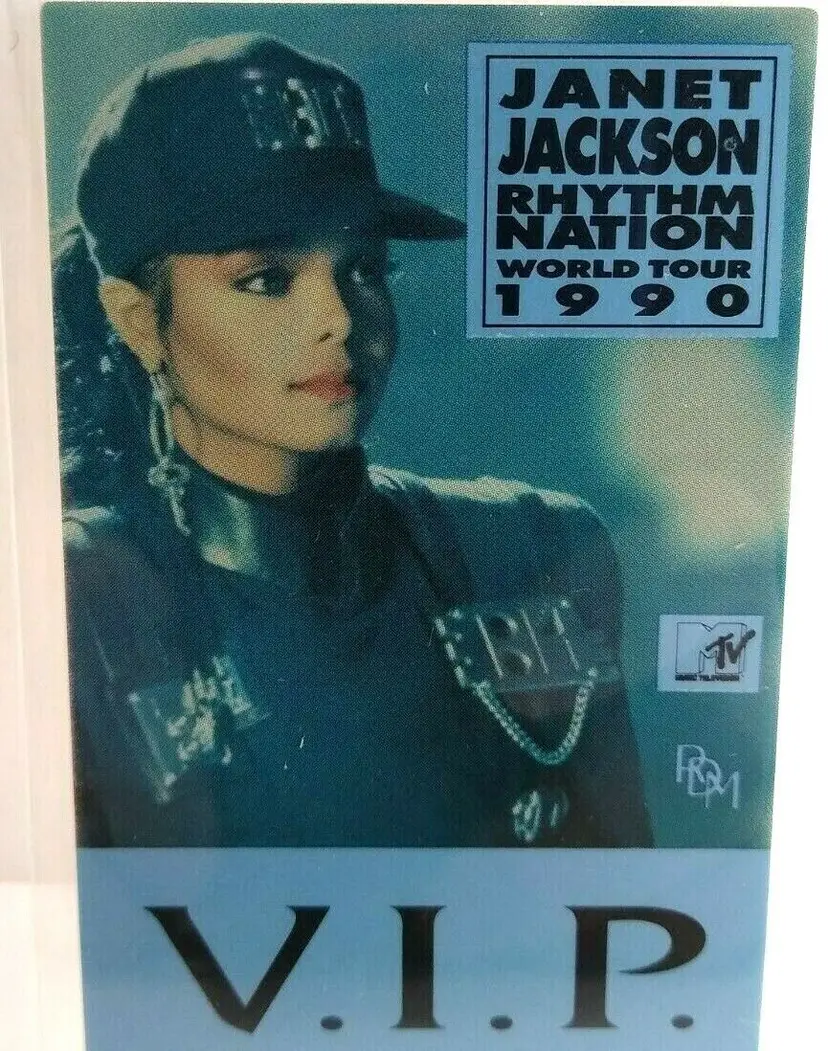 Janet Jackson 1990 Rhythm Nation VIP Vintage Backstage Pass Original Pop Music