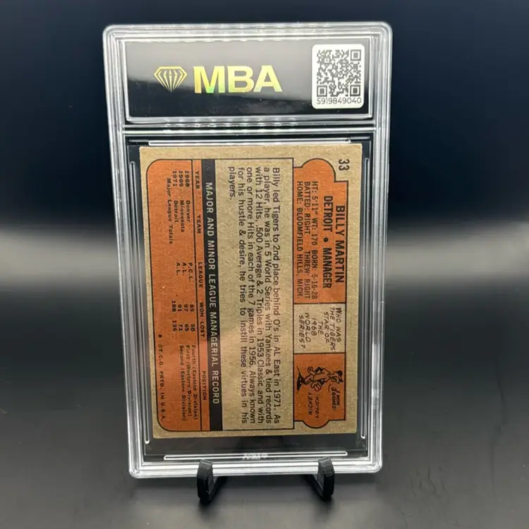 1972 Topps Billy Martin MBA 3