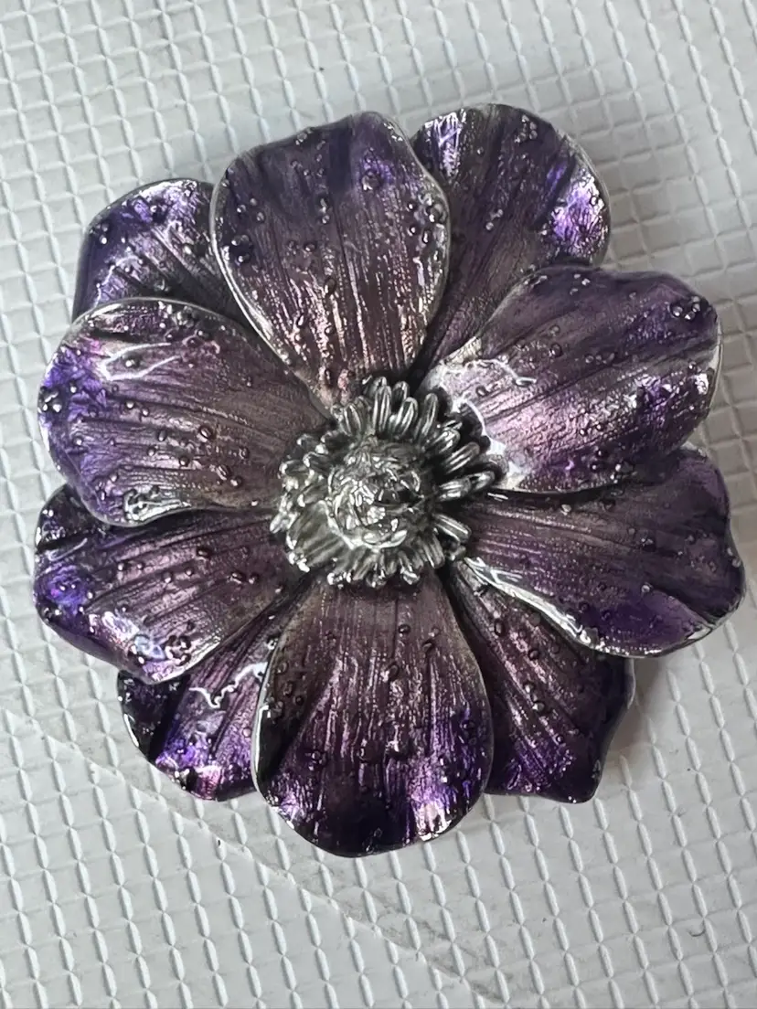 Vintage E. Pearl Brooch Purple Coloring