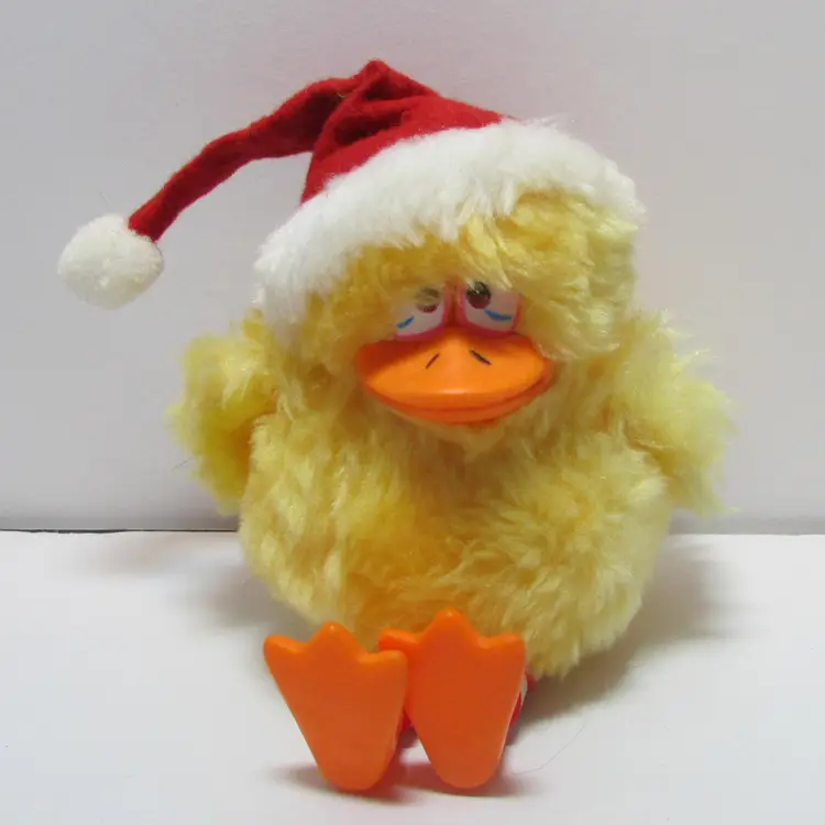 vintage Christmas Russ Berrie Lester the Looney bird stuffed animal wearing Santa hat