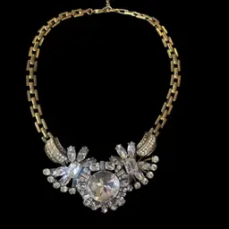 Leslie Danzis Rhinestone And Brass Tone Necklace