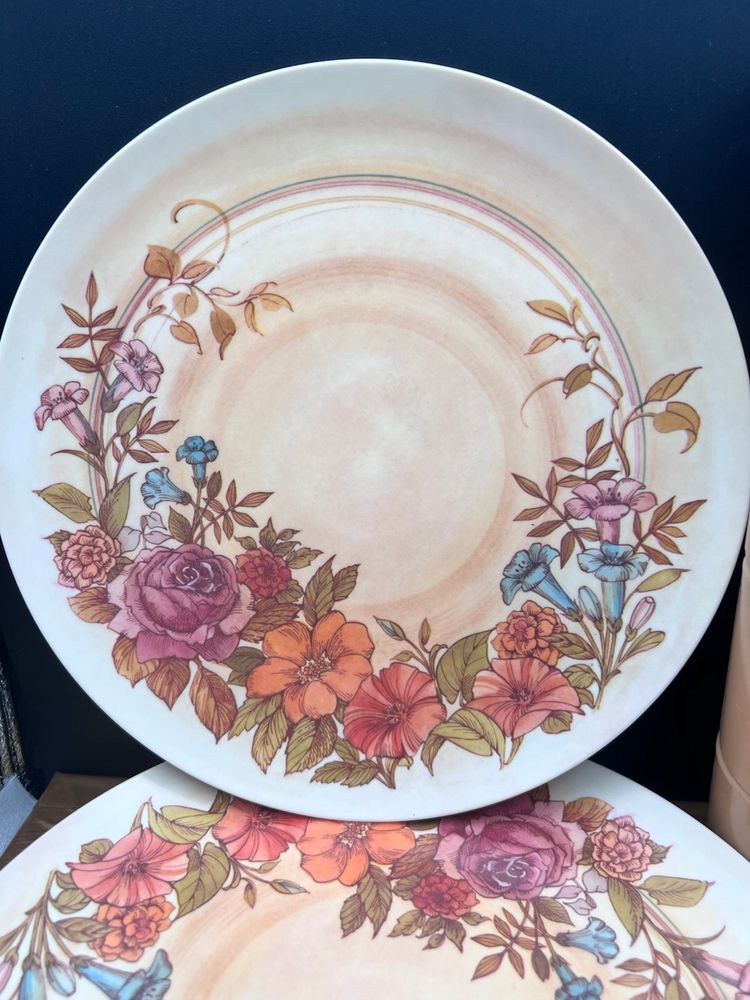 #1084B Vintage Set Of Brookpark Melmac/Melamine Dishes, Windsor Floral Pattern  
31 Pieces