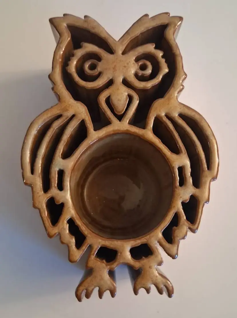 Vintage RARE, Candle Pots Bay Pottery Owl Votive Holder
