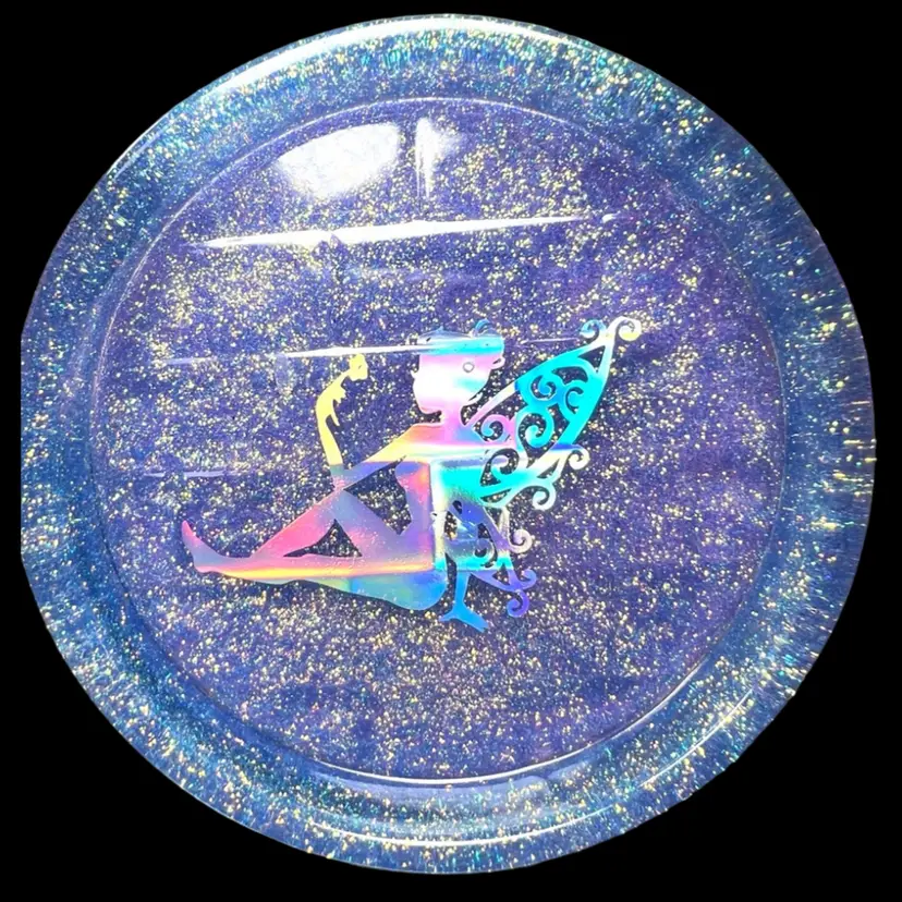 Holographic Fairy Sparkling Purple Jewelry / Trinket Tray. Purple Felt Bottom. Handmade By Me! High Quality Resin and Glitter. 4-3/4” diameter x 1” tall. 1/2” depth inside tray.