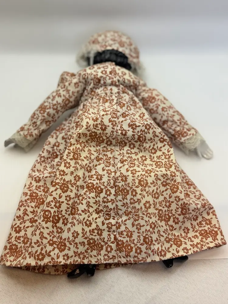 13” Porcelain China Head Doll, China Arms, Legs. Cloth Body. Black Hair.