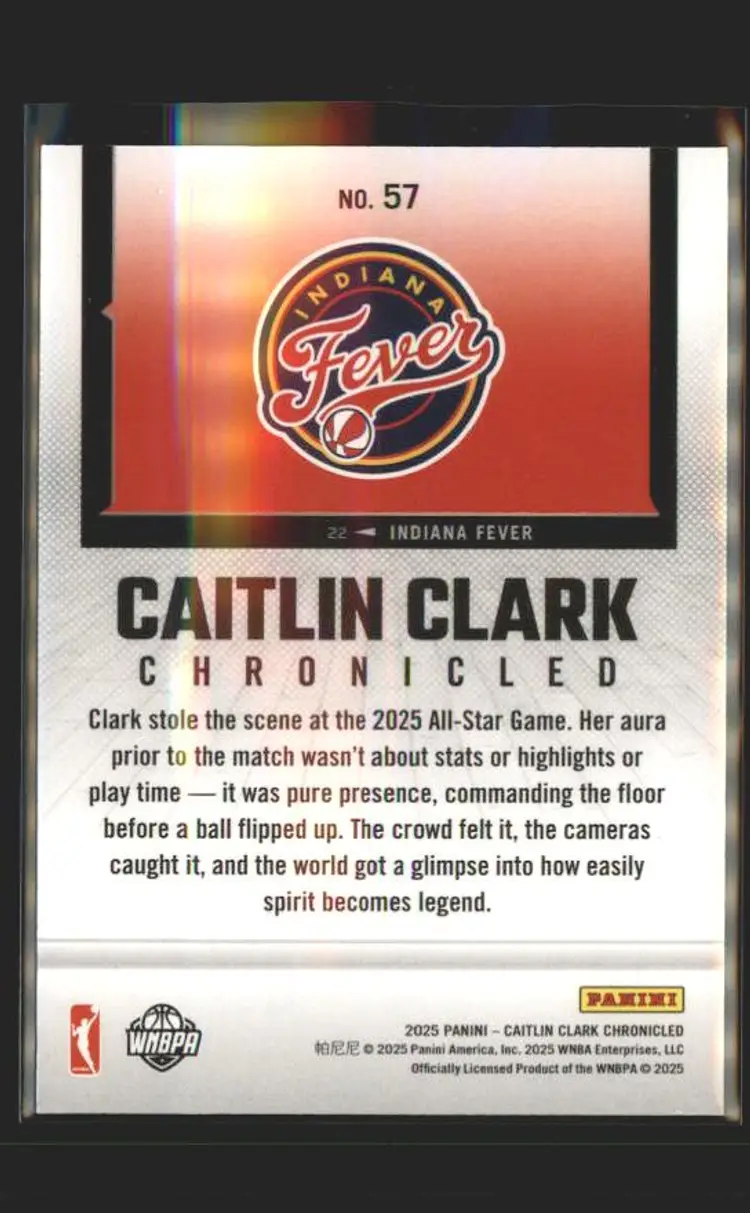 2025 Panini Caitlin Clark Chronicled #57 Caitlin Clark Holo - (137) - Indiana Fever