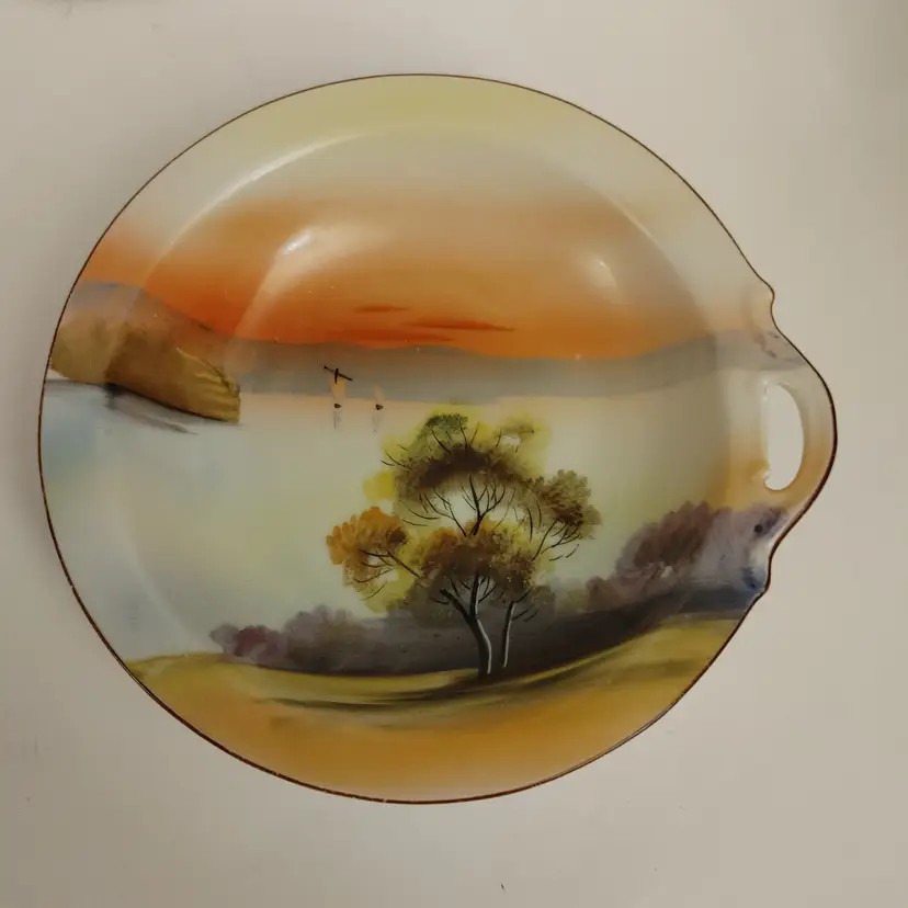 Noritake Japan Hand painted Bowl. 1920-40. No chips or cracks. 6.75w with handle x 1.5h x 6.5d.