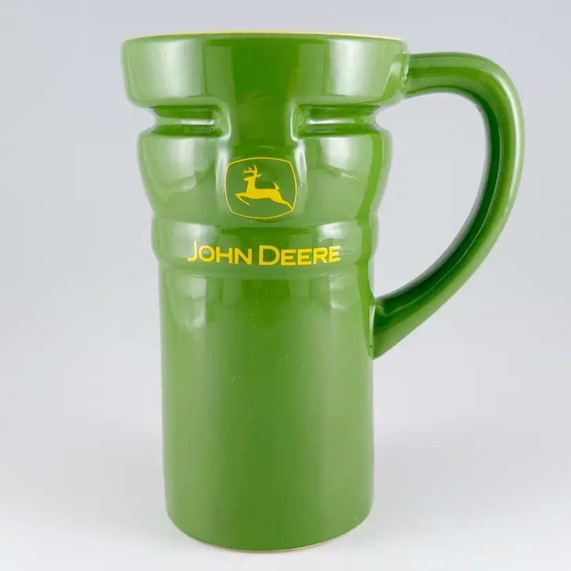 John Deere Encore Tall 10oz Green & Yellow Ceramic Travel Coffee Mug with Lid