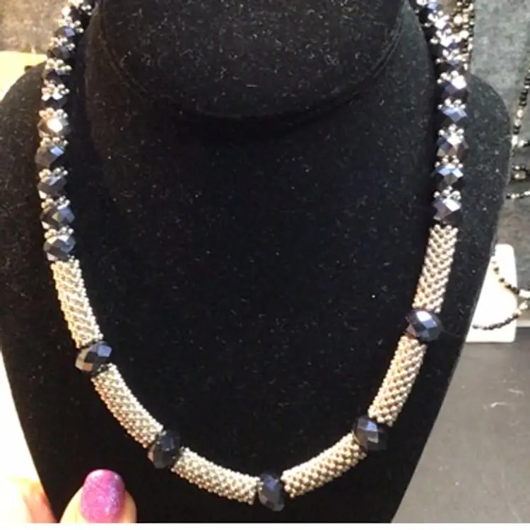 #01 Vintage necklace Blue AB crystal circa 1990's