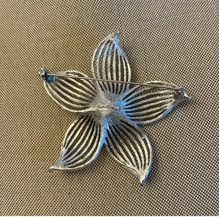 1970’s Sarah Coventry Silver Moon Flower Brooch Pin