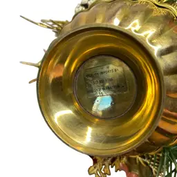 Vintage Brass Basket With Handle Filled With Vintage Christmas Floral Decor Hosley International Import Some Wear Q
@5x5