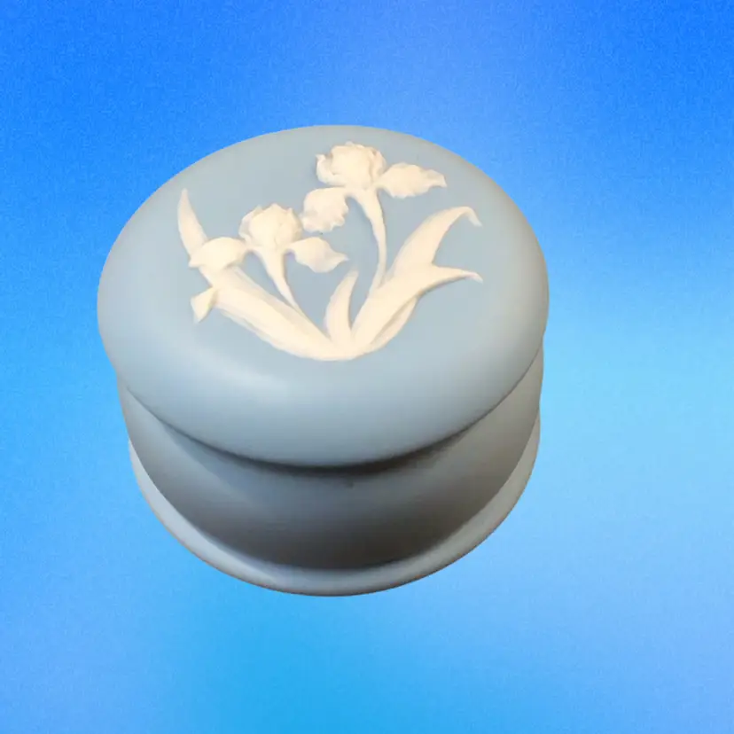 Blue Incolay Powder/Trinket/Vanity Box