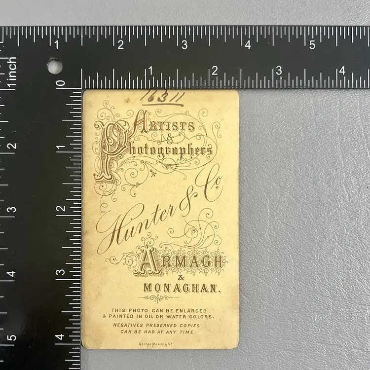 Antique Photo Cabinet Card Elegant Woman Lady In Hat Dress Coat Gloves Hunter & Co 2.5x4"