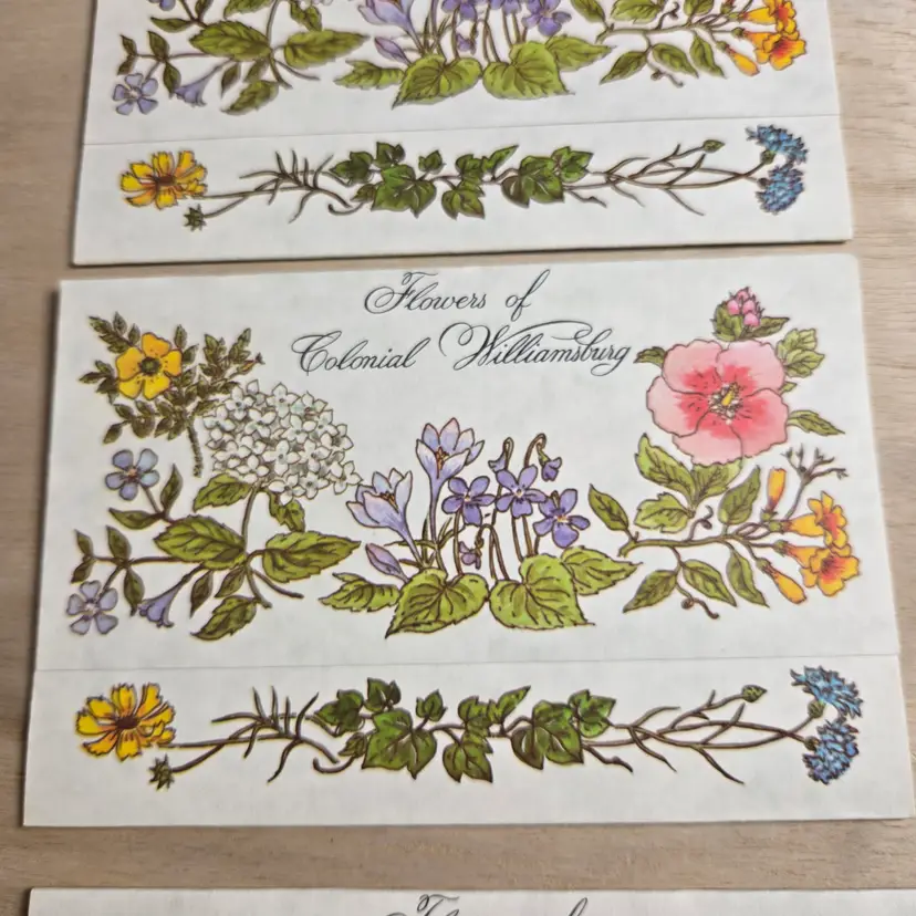 Vtg Fold & Seal Notes Flowers Of Colonial Williamsburg 10 cards