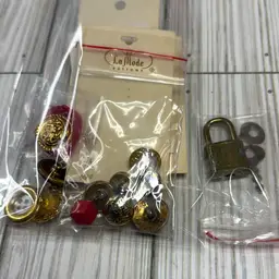 Pack Of Metal Vintage Buttons And Lock W/key