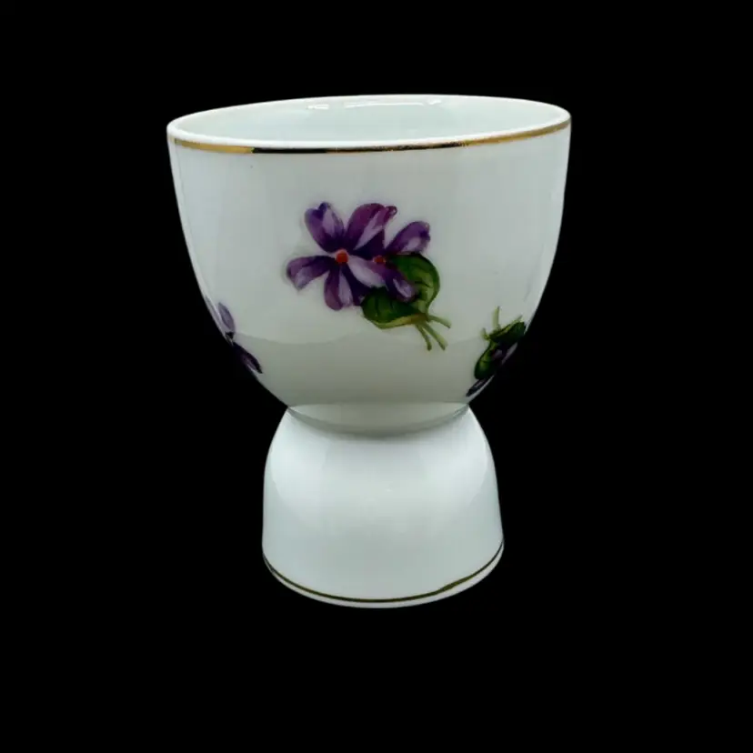 Cherry China fine bone china egg cup with hand-painted violets.