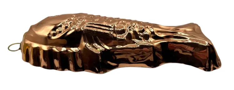 Vintage Copper Fish Shaped Jello Cake Mold Wall Hanging Decor Pan Tin Metal 12”