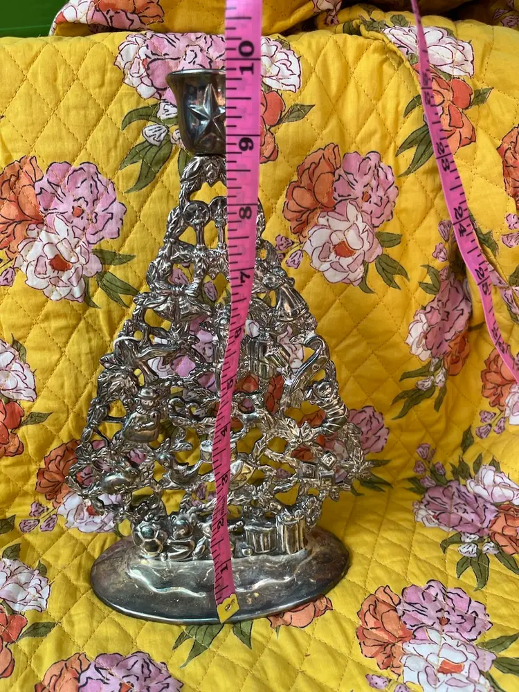 Vintage Silver Plated Christmas Tree Candle Holder
