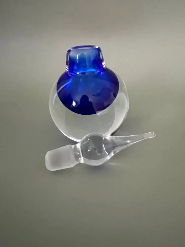 Vandermark Art Glass Round Cobalt  Blue Perfume Bottle-Signed Numbered