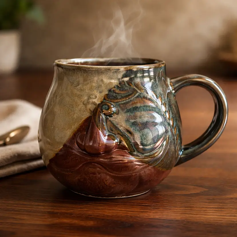 Pottery Craft USA Stoneware Face Mug, 4.5" Tall