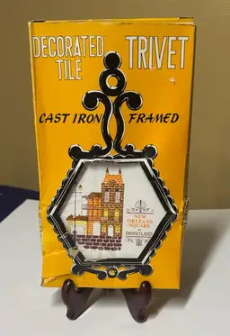 Disneyland New Orleans Square Cast Iron~Ceramic Tile Trivet Retro Disney 9” tall