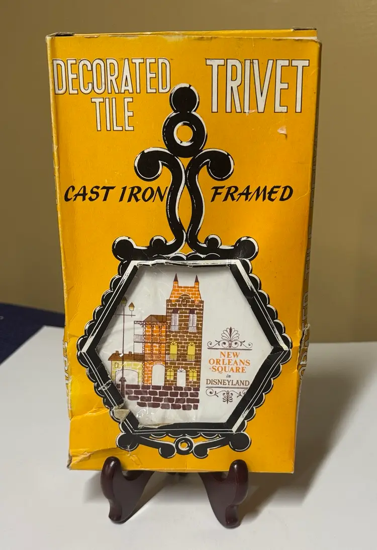 Disneyland New Orleans Square Cast Iron~Ceramic Tile Trivet Retro Disney 9” tall
