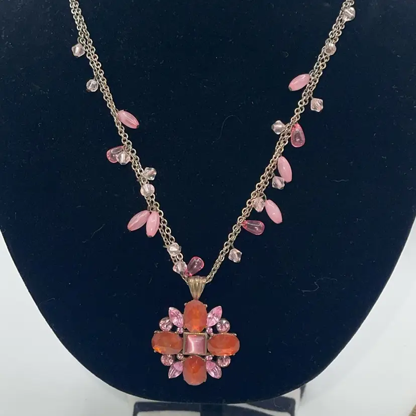 20” Chain With Orange And Pink Pendant