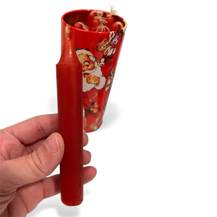 Vintage Christmas Tin With Candles