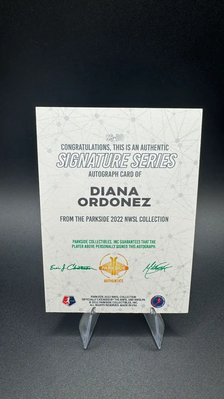 Diana Ordonez 2022 Parkside NWSL Signature Series Auto 75/100 - North Carolina Courage