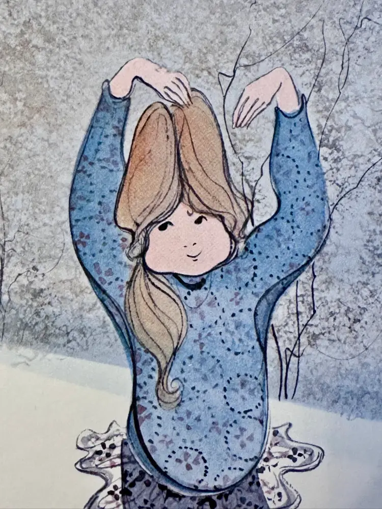 P. Buckley Moss Blue Shoes Ballerina Girl Limited Edition Rare Signed Print 1982