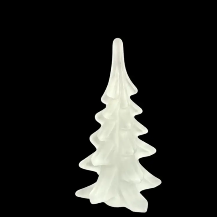 Vintage Frosted Glass Christmas Tree Figurine Sculpture Paperweight Glows
6-1/2” T x 3-1/2” W