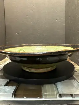 Vintage MARKO singed Pottery Green/brown console bowl 7.5”inch Wide