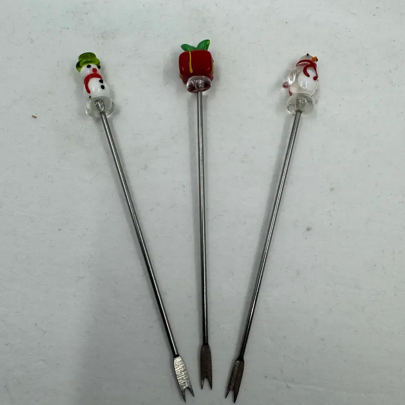 3 Christmas Themed Appetizer Picks- Glass Tops