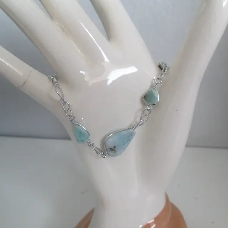 Natural Semi-Precious Caribbean Blue Larimar Bracelet