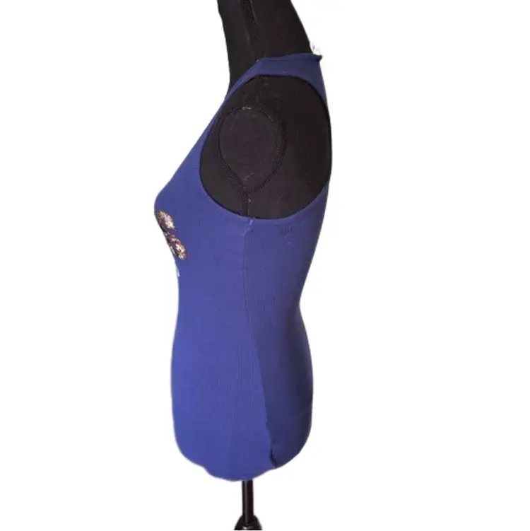 Guess Jeans Blue Sequin Racer Back Tank Sz S