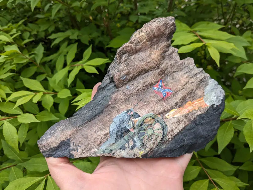 Civil War Art handmade hand painted stone rock soldier