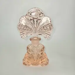 Czech Perfume Bottle w/Stopper Pink Crystal Vintage 1940's Art Deco Elegant