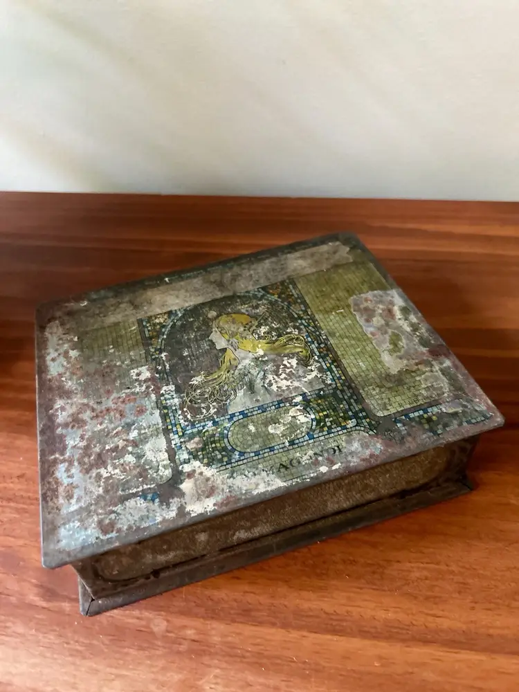 Vintage Old Very Distressed Tin Box